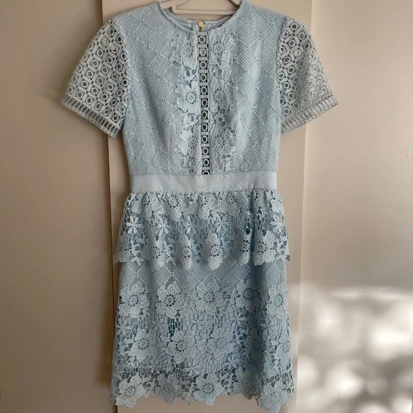 chinese dress ladies Rent Ted Baker Powder Blue Midi Dress – Perfect for Weddings – Versatile